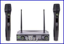 Twin Handheld UHF Wireless Radio Microphone System inc Case Q-Audio QWM1950 Mic