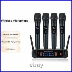 UHF Wireless Microphone System 4 Channel Handheld Karaoke Mic Audio Dynamic Gift