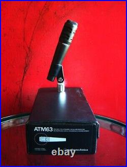 Vintage 1990's Audio Technica ATM63 dynamic cardioid microphone Low Z w extras