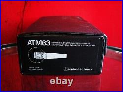 Vintage 1990's Audio Technica ATM63 dynamic cardioid microphone Low Z w extras