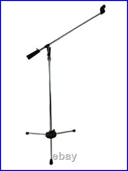 Vintage Atlas Sound Tri Pod Microphone Mic Stand Chrome Black Speaker Stand Fold