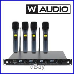 W Audio DQM 600H Quad Handheld UHF Wireless Radio Microphone System 606 614Mhz