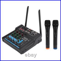 Wireless Mic Mixer BT USB 2Pcs Wireless Mics 4 Channel Sound Mixer Board Mix NDE