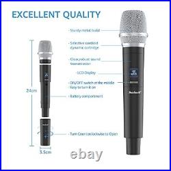 Wireless Microphone System, Fixed Frequency Easy-to-use, Dual UHF Cordless Mic